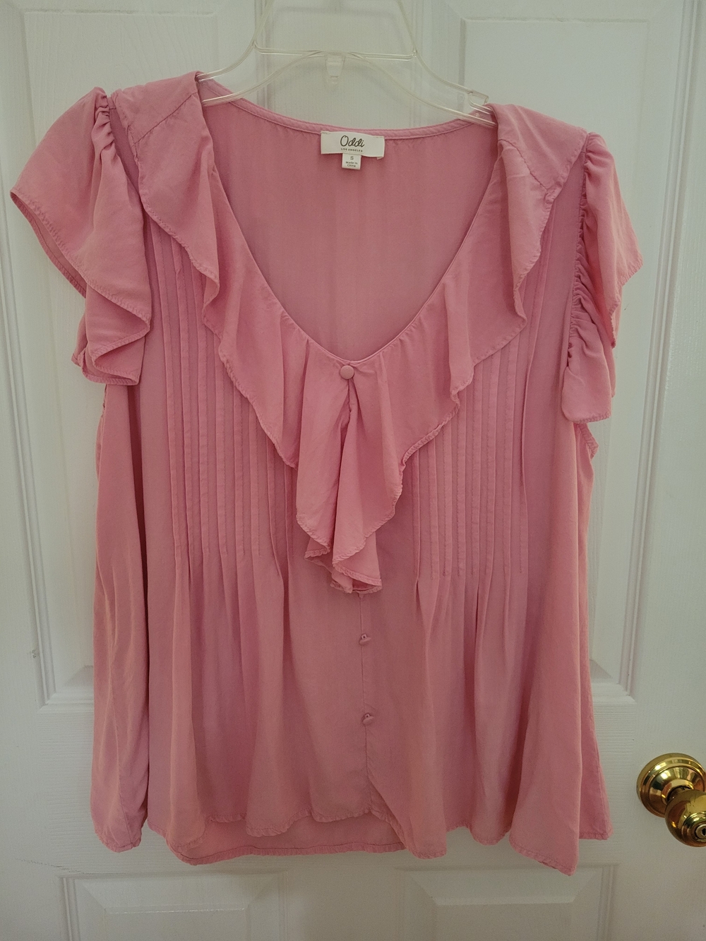 ODDI Rose Pink Ruffle Pintuck Blouse